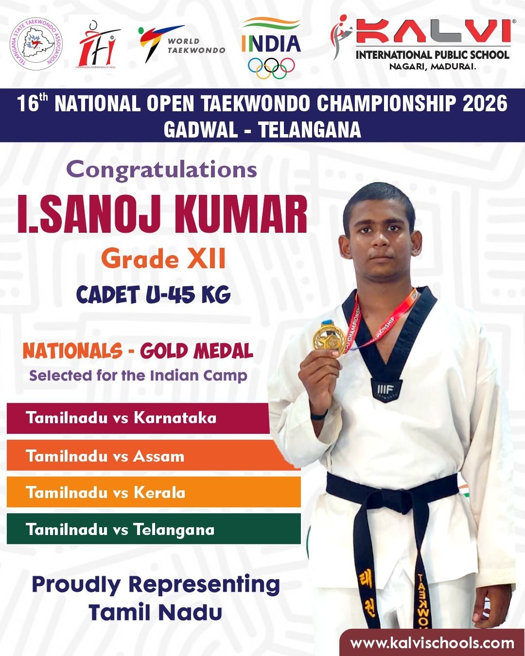 16th National Open Teakwondo Championship 2026 Gadwal - Telangana