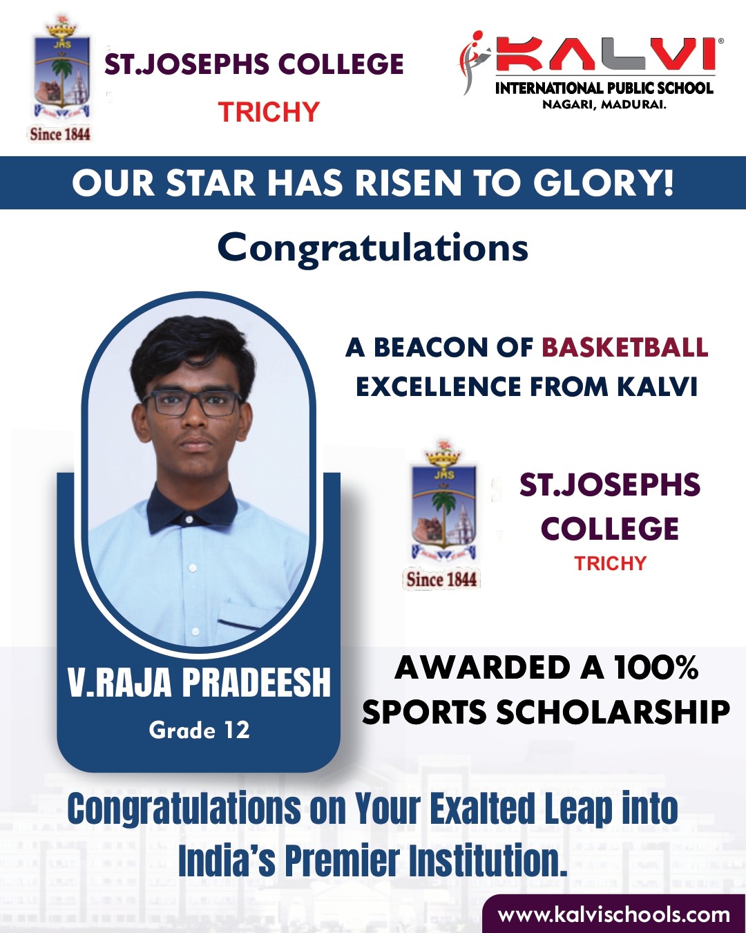 Congratulations on your Exalted leap into india's Premier Institution
